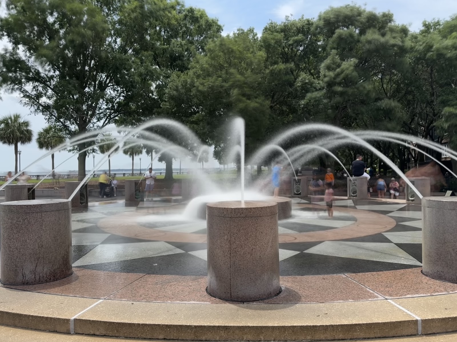 Fountain at north entrance of Waterfront Park — Activity in Downtown, Charleston, SC
