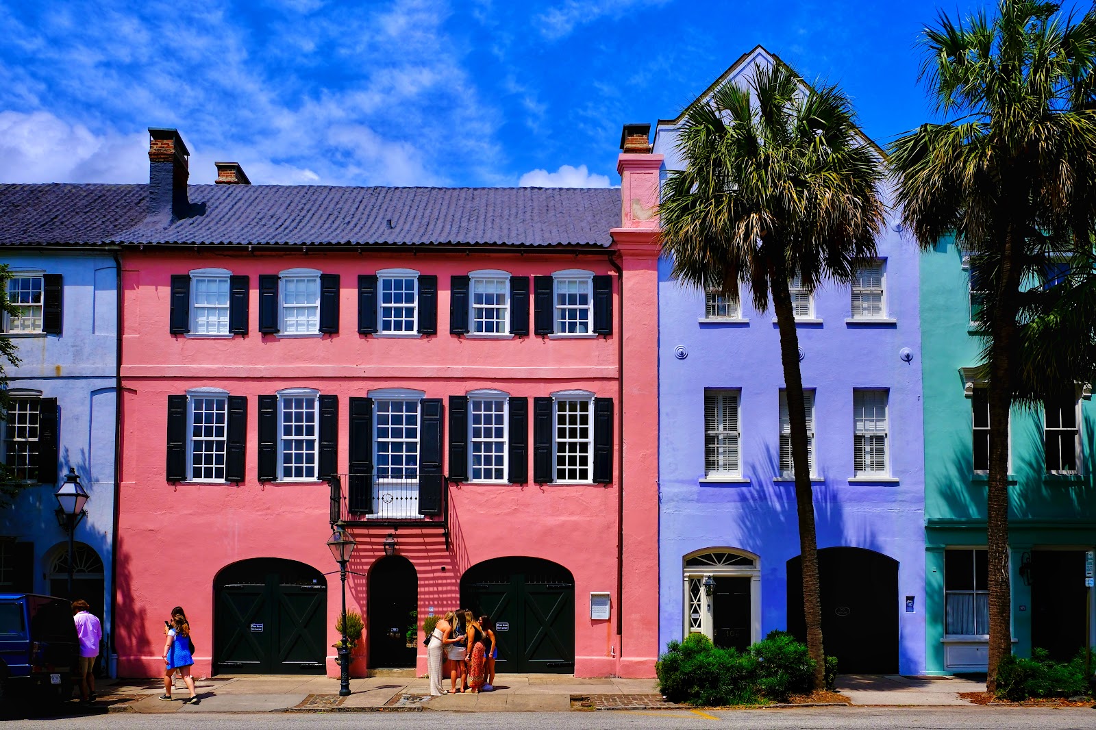 Rainbow Row — Activity in Downtown, Charleston, SC